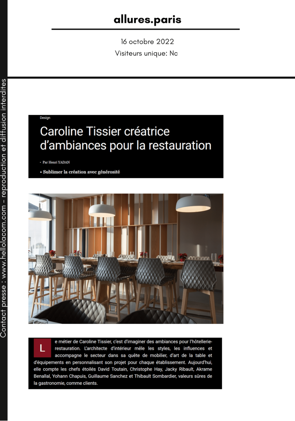 Caroline Tissier, créatrice d'ambiance pour les restaurants