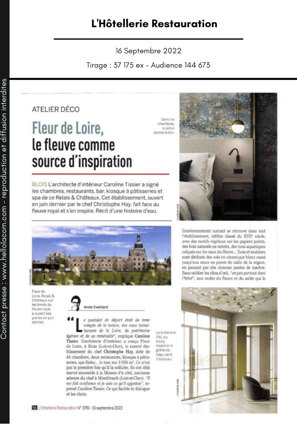 La Loire comme inspiration de la décoration intérieure de l'hôtel